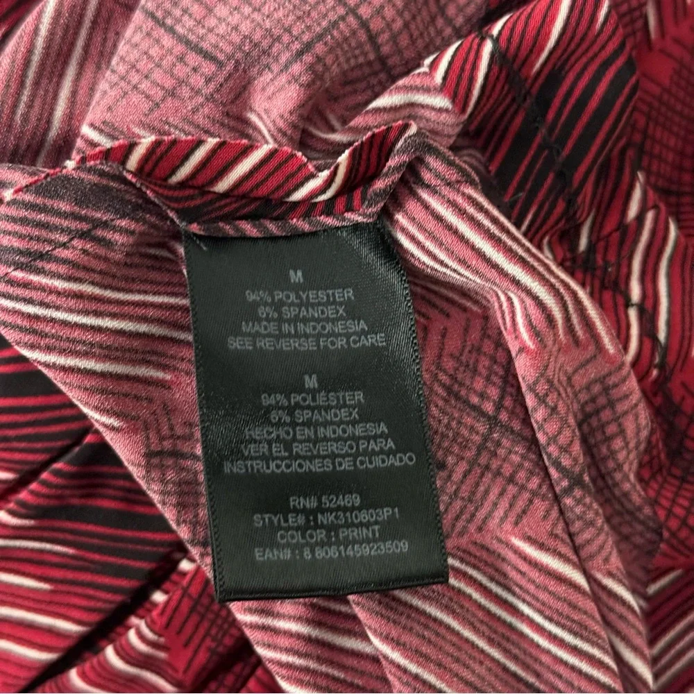 Revolve Norma Kamali Long Sleeve Faux Wrap Red Printed Dress‎ Size M Stretch